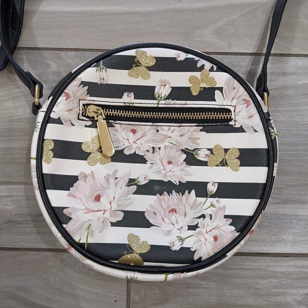 Cute Round Crossbody with Stripes, Flowers, and Butterflies